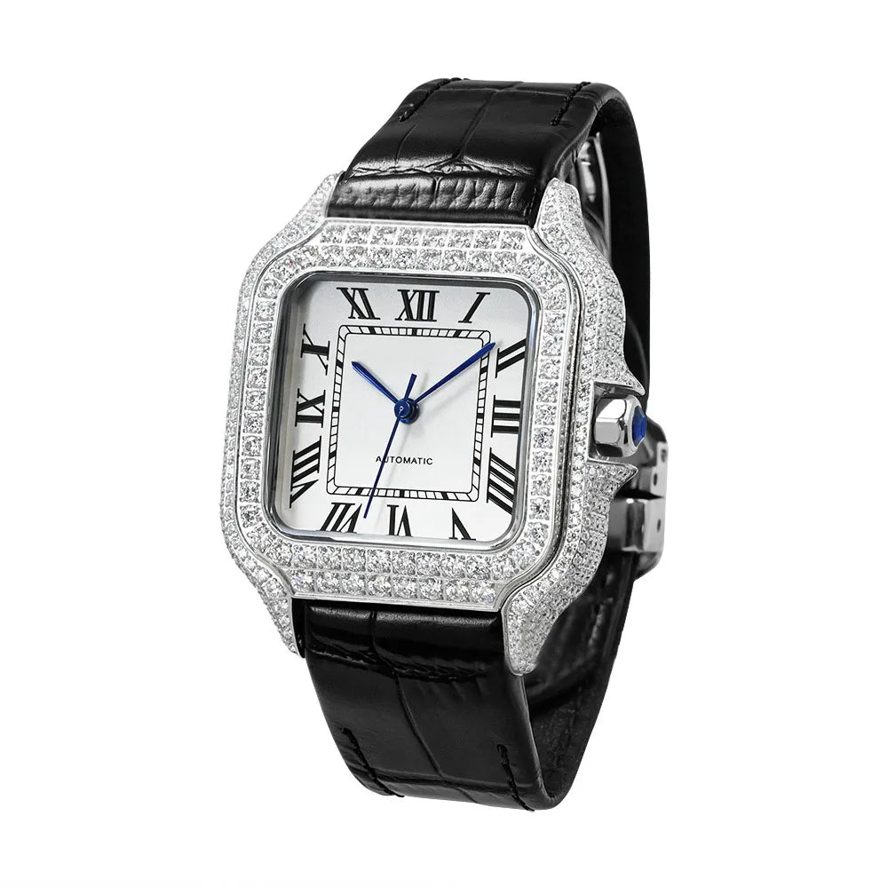 Vixonna Men's Moissanite Square Mechanical Watch Miyota 6T28