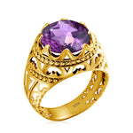 Vintage Rings For Men Genuine 925 Sterling Silver Male Ring 13*13mm Mystic Topaz Round Cut Stone Men's Jewelry Beautiful