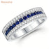 Newshe White and Blue Created Sapphire Rings for Women Half Eternity Wedding Band Cubic Zircon Party Ring