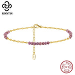 Rinntin 925 Sterling Silver Natural Turquoise Anklet with Butterfly Chain for Women Dainty Vintage Straps Jewelry SA85