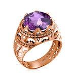 Vintage Rings For Men Genuine 925 Sterling Silver Male Ring 13*13mm Mystic Topaz Round Cut Stone Men's Jewelry Beautiful