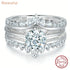 Newshe Luxury Solid 925 Sterling Silver Wedding Engagement Rings for Women High Grade Cubic Zircon Guard Band BR1167