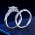 Newshe 925 Sterling Silver Moissanite/Zircons Princess Cut Eternity Engagement Rings Twist Wedding Band Bridal Sets