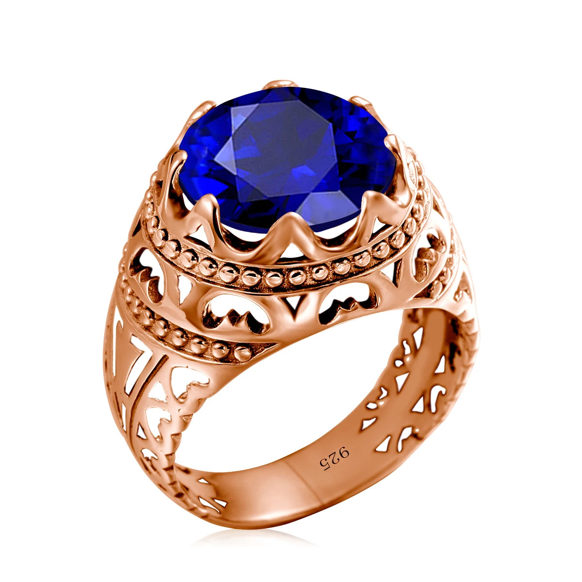 Vintage Rings For Men Genuine 925 Sterling Silver Male Ring 13*13mm Mystic Topaz Round Cut Stone Men's Jewelry Beautiful
