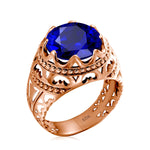 Vintage Rings For Men Genuine 925 Sterling Silver Male Ring 13*13mm Mystic Topaz Round Cut Stone Men's Jewelry Beautiful