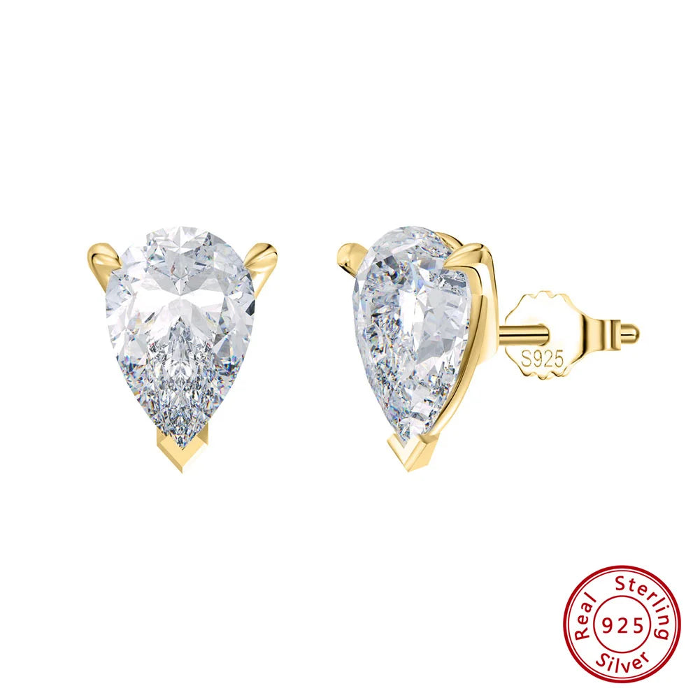 Rinntin Pear Shape 0.5-2CT Moissanite Earrings GRA Certified Shiny Diamond Ear Jewelry Solid 925 Silver Stud Earring Gift SMOE01