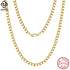 Rinntin 18K Gold Over 925 Sterling Silver 3mm/5mm Italian Diamond Cut Cuban Link Curb Chain Necklace for Women Men Jewelry SC60