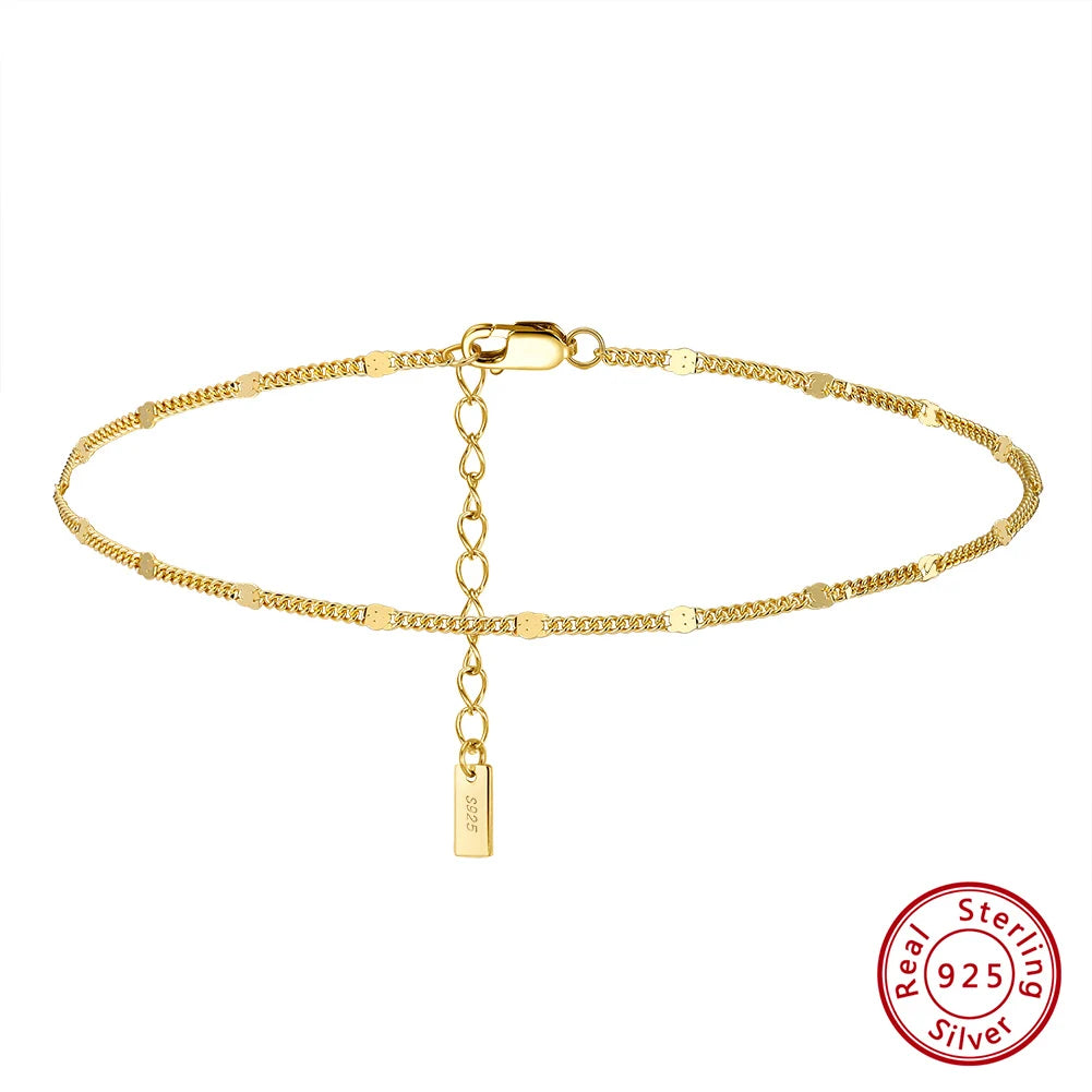 Rinntin 925 Sterling Silver Fish Lips Chain Anklet for Women Fashion Foot Bracelet Summer Sexy Silver Ankle Straps Jewelry SA33