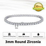 Rinntin Genuine 925 Sterling Silver Tennis Chain Bracelet Handmade High-end Luxury Hand Chain for Men Women Jewelry Gift SB128