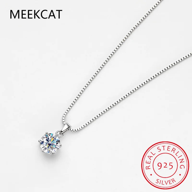 Real 1 Carat D Color Moissanite Bridal Pendant Necklace 100% 925 Sterling Silver Wedding Party Fine Jewelry Gift Wholesale