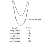 Rinntin Luxury 925 Sterling Silver Diamond-Cut Rope Chain Necklace For Men Women Fashion Italian Silver Neck Chain Jewelry SC29