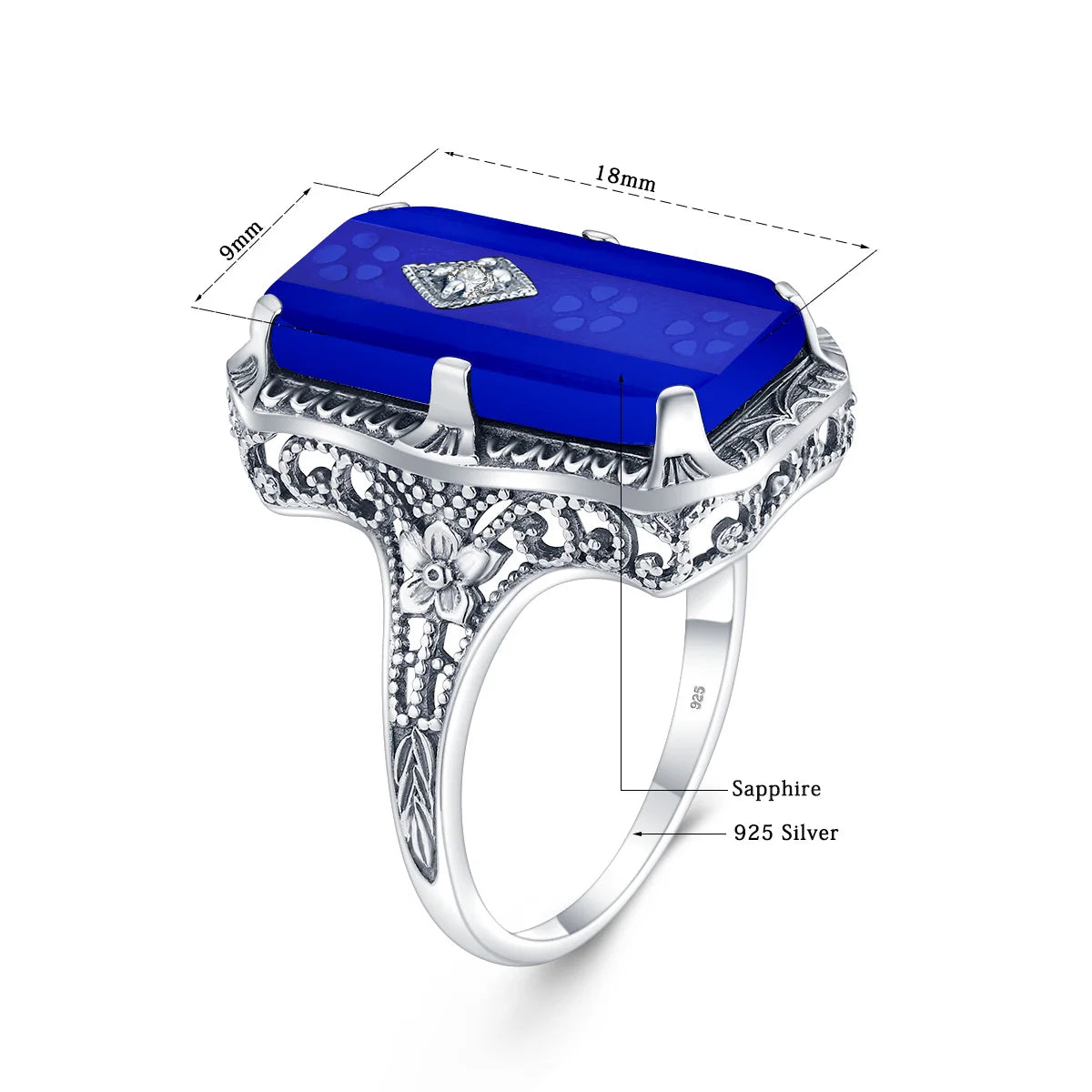 Unique 925 Sterling Silver Ring for Woman Simulated Emerald Vintage Filigree Persian Design Femal Elegant Rings Hand Made