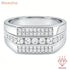 Newshe GRA Certified Full Moissanite Rings for Men Designed Wedding Band White Gold Plated Jewelry