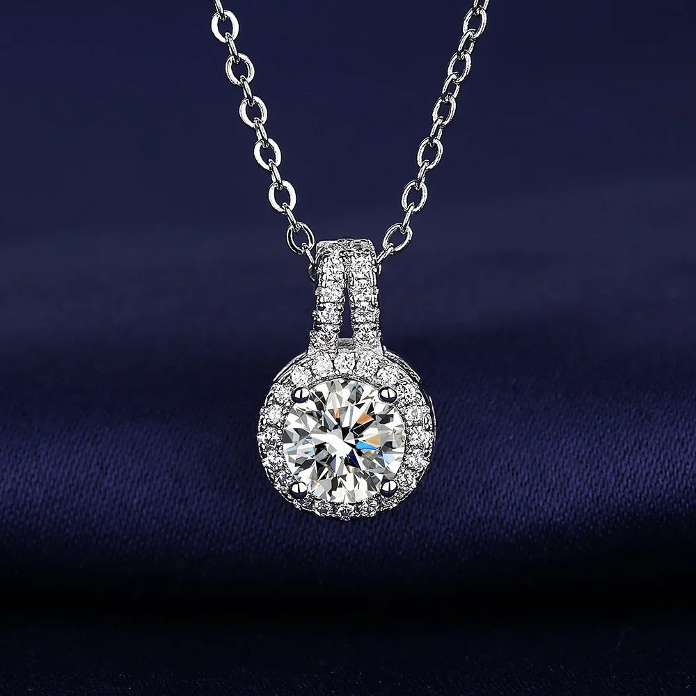 925 Sterling Silver Necklace For Women Round Pendent Sparkling Pave CZ Necklace Fashion Anniversary Birthday Jewelry Gifts