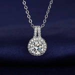 New Fashion 925 Sterling Silver Jewelry Round Zircon Pendants Necklaces Women Fine Semi Rhinestone Circle Clavicle Chain Choker