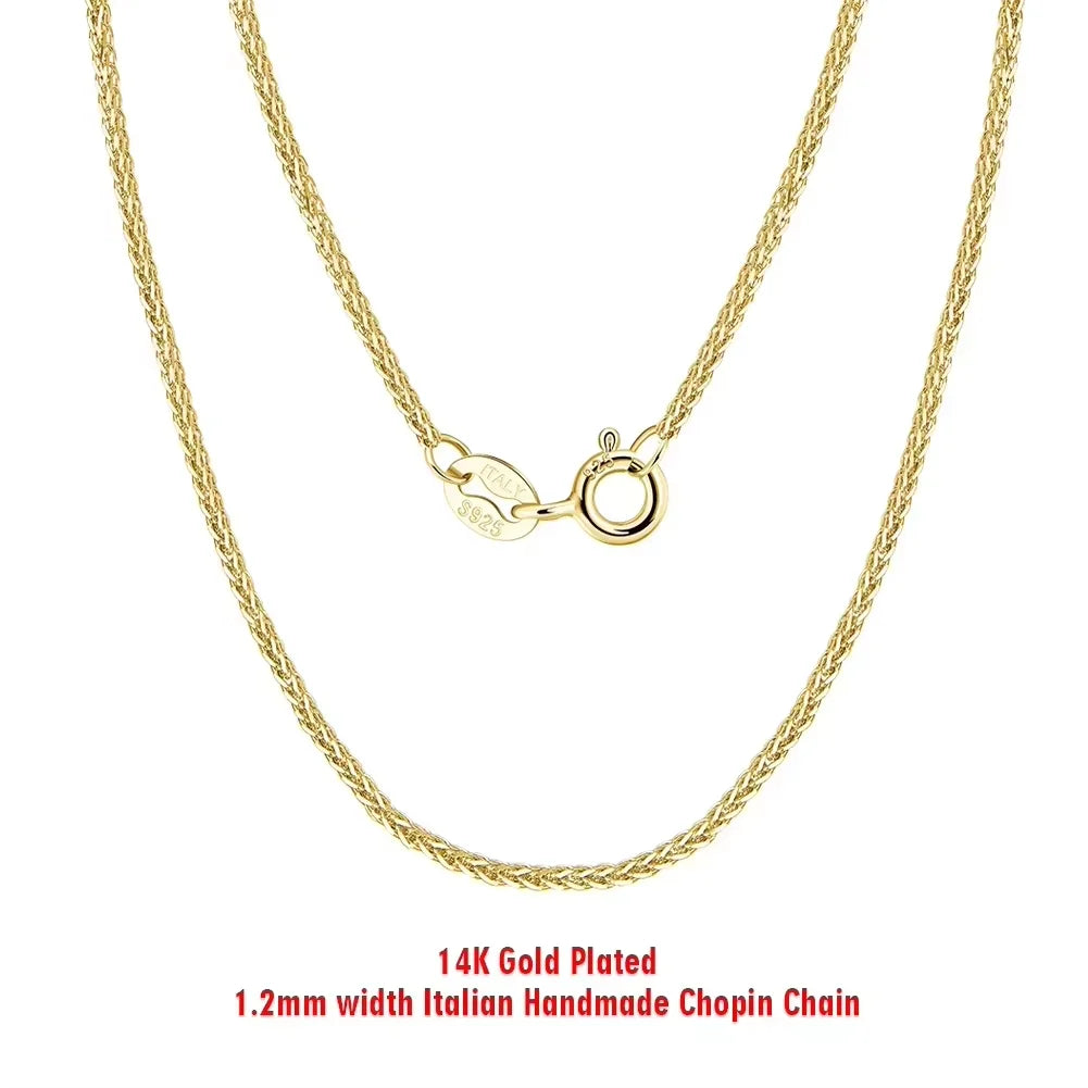 Rinntin 14K Gold 925 Sterling Silver Italian Chopin Chain Necklace for Women Fashion Handmade Basic Neck Chain Jewelry SC53