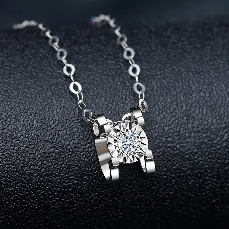 925 Sterling Silver Necklace For Women Round Pendent Sparkling Pave CZ Necklace Fashion Anniversary Birthday Jewelry Gifts
