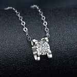 925 Sterling Silver Necklace For Women Round Pendent Sparkling Pave CZ Necklace Fashion Anniversary Birthday Jewelry Gifts