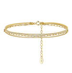 Rinntin 925 Sterling Silver 3 Layered Chain Anklet for Women Girls Summer Sexy Beach Foot Chain Ankle Straps Jewelry SA104