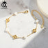 Rinntin 925 Sterling Silver Shell 14K Gold Four Leaf Clover Bracelet Waterproof Flower Bracelets Jewelry for Women Girls Gift