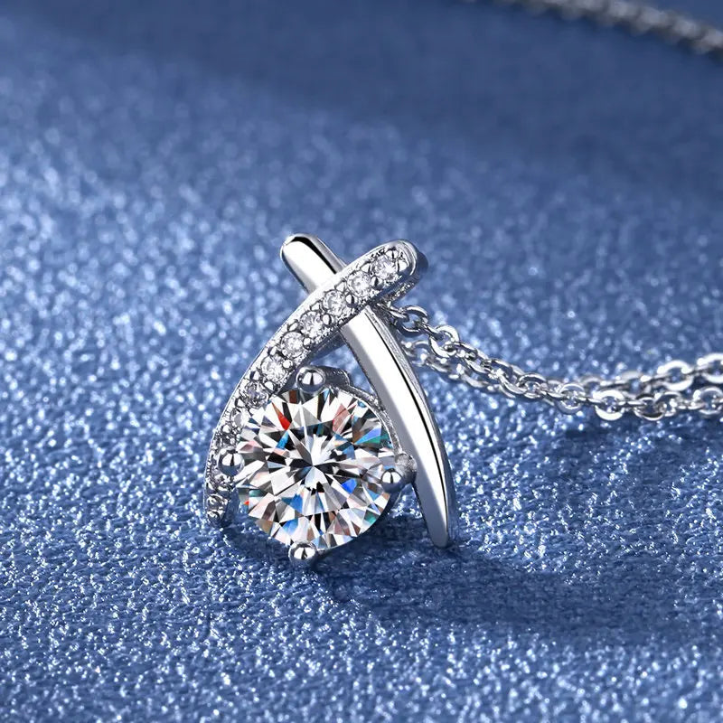 New Fashion 925 Sterling Silver Jewelry Round Zircon Pendants Necklaces Women Fine Semi Rhinestone Circle Clavicle Chain Choker