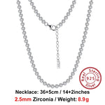 Rinntin Italian 2.5mm/3.0mm Cubic Zirconia Bezel-Set Tennis Necklace for Women 925 Sterling Silver Tennis Chain Jewelry SC52