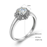 14K White Gold Color Rose Flower Rings Moissanite Diamond Band Ring for Woman Sterling Silver Original Certified Fine Jewelry