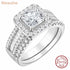 Newshe 925 Sterling Silver Wedding Jewelry Bridal Ring Sets for Women 3.5 CT Imitation Diamond Princess Cut AAAAA Cubic Zircon