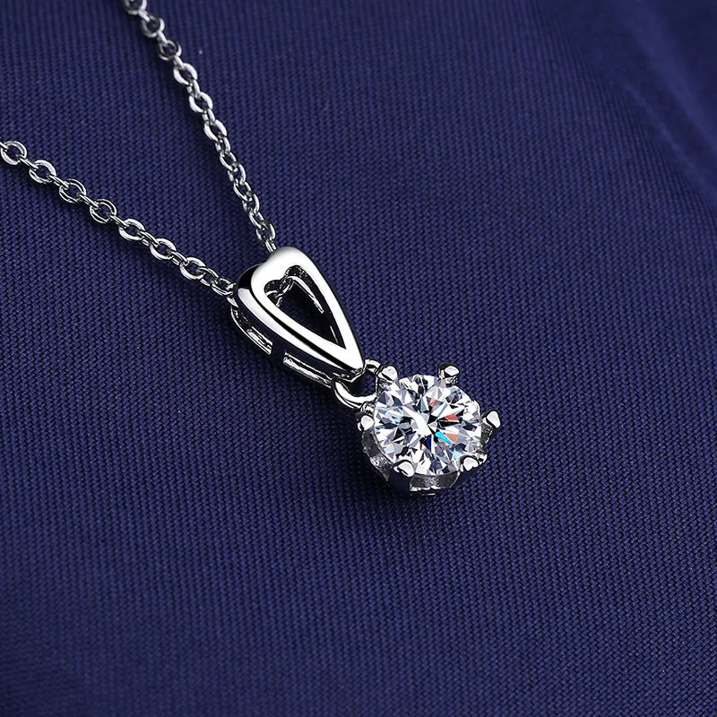 New Fashion 925 Sterling Silver Jewelry Round Zircon Pendants Necklaces Women Fine Semi Rhinestone Circle Clavicle Chain Choker