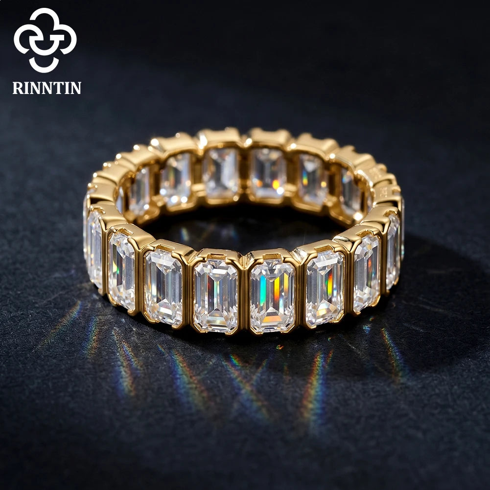 Rinntin 925 Sterling Silver Moissanite Diamond Engagement Band Ring D Color Bridal Proposal Rings Party Wedding Jewelry MOR24