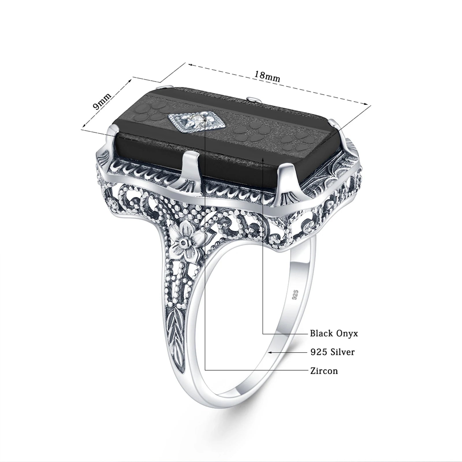 Unique 925 Sterling Silver Ring for Woman Simulated Emerald Vintage Filigree Persian Design Femal Elegant Rings Hand Made