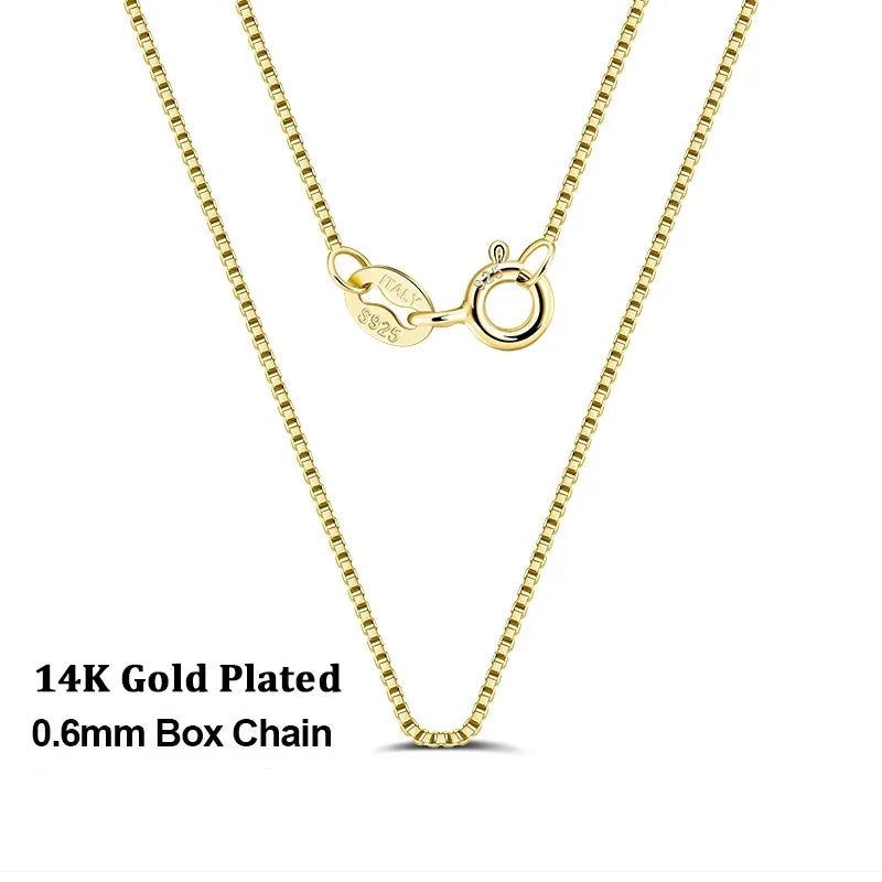 Rinntin 0.7mm Width 40cm-60CM Thin Real 925 Sterling Silver Slim Box Chain Necklace Women Girls Children Jewelry Collares SC07