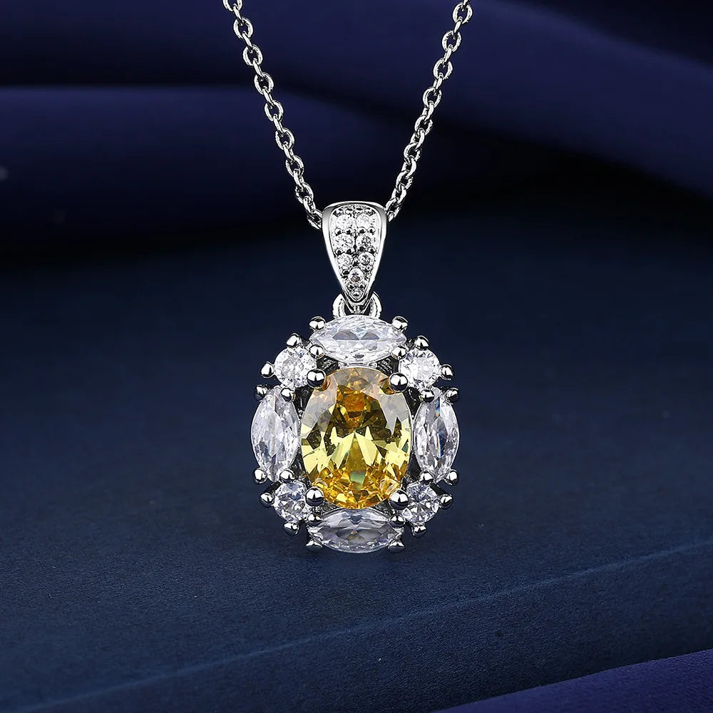 925 Sterling Silver Necklace For Women Round Pendent Sparkling Pave CZ Necklace Fashion Anniversary Birthday Jewelry Gifts