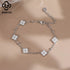 Rinntin 925 Sterling Silver Dainty Clover Bracelet Certified D Color Moissanite Bracelet Women Jewelry Flower Chain Gift SMOB04