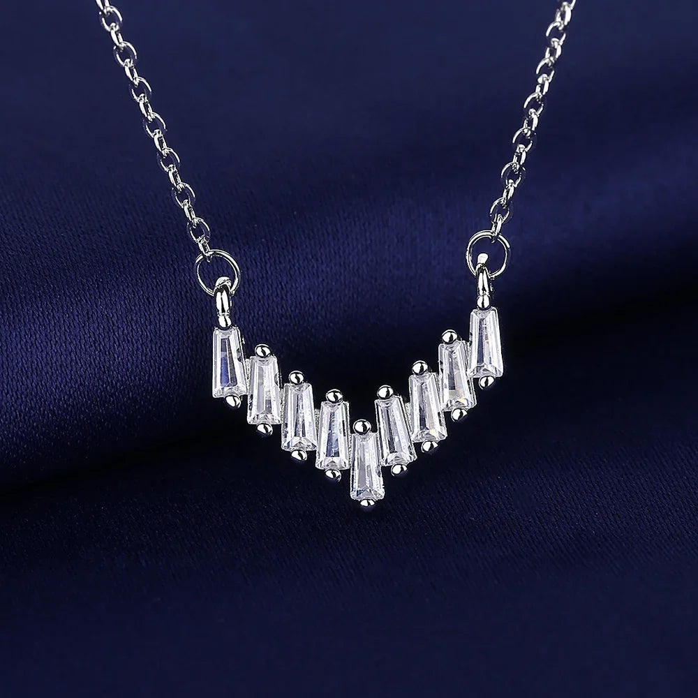 New Fashion 925 Sterling Silver Jewelry Round Zircon Pendants Necklaces Women Fine Semi Rhinestone Circle Clavicle Chain Choker