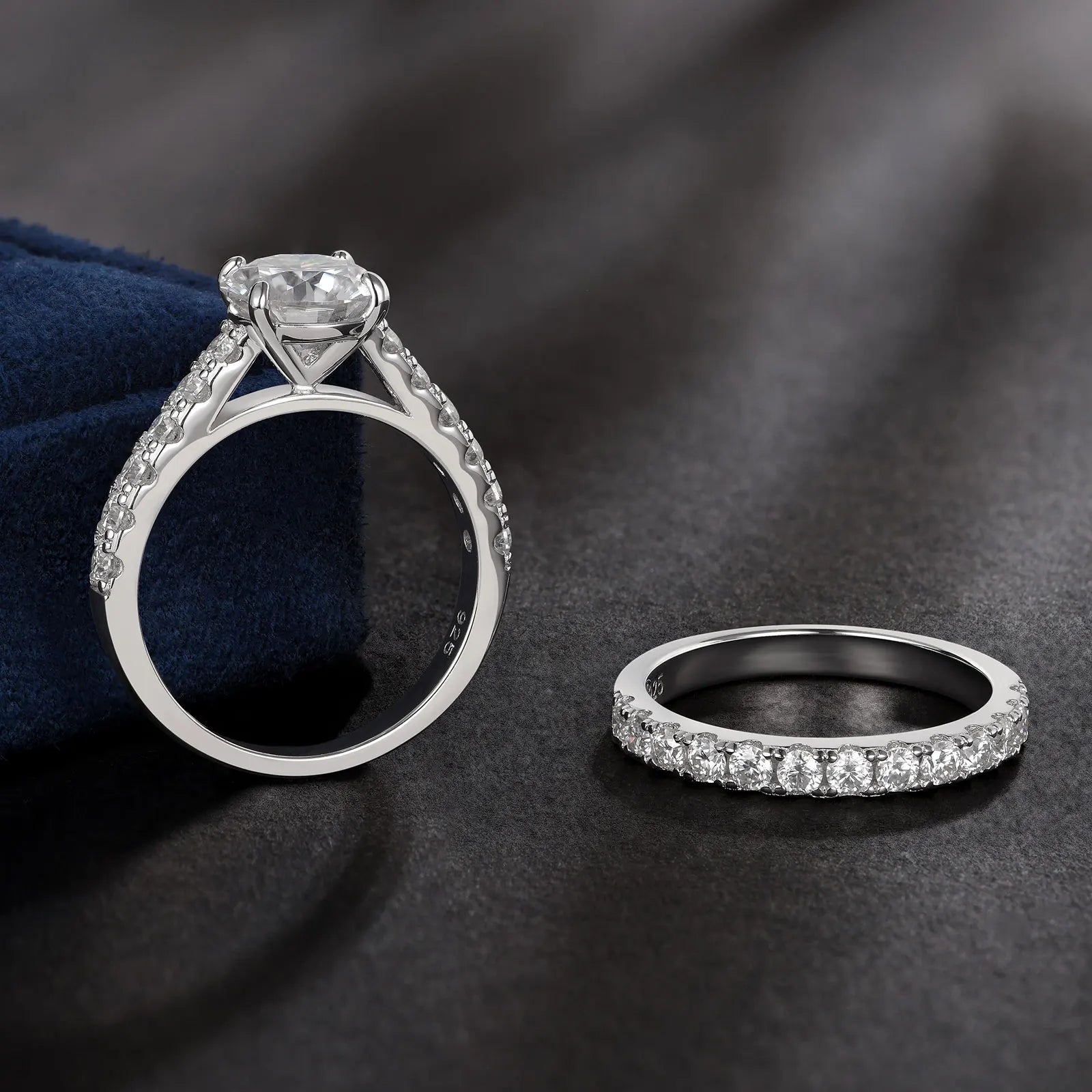 Newshe Certified Moissanite Wedding Ring Set for Women 925 Sterling Sliver 2Ct Brilliant Round Cut Luxury Engagement Rings