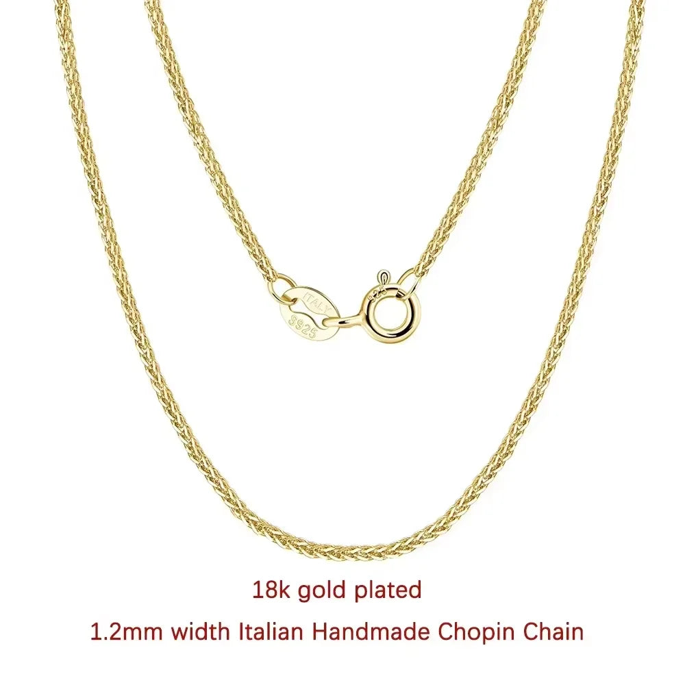 Rinntin 14K Gold 925 Sterling Silver Italian Chopin Chain Necklace for Women Fashion Handmade Basic Neck Chain Jewelry SC53