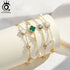 Rinntin 925 Sterling Silver Shell 14K Gold Four Leaf Clover Bracelet Waterproof Flower Bracelets Jewelry for Women Girls Gift