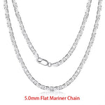 Rinntin 925 Sterling Silver Italian 2.6/3.7/5.0mm Flat Mariner Chain Necklace for Women Men Fashion Neck Chain Jewelry SC78