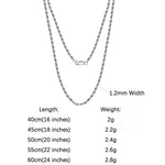 Rinntin Luxury 925 Sterling Silver Diamond-Cut Rope Chain Necklace For Men Women Fashion Italian Silver Neck Chain Jewelry SC29