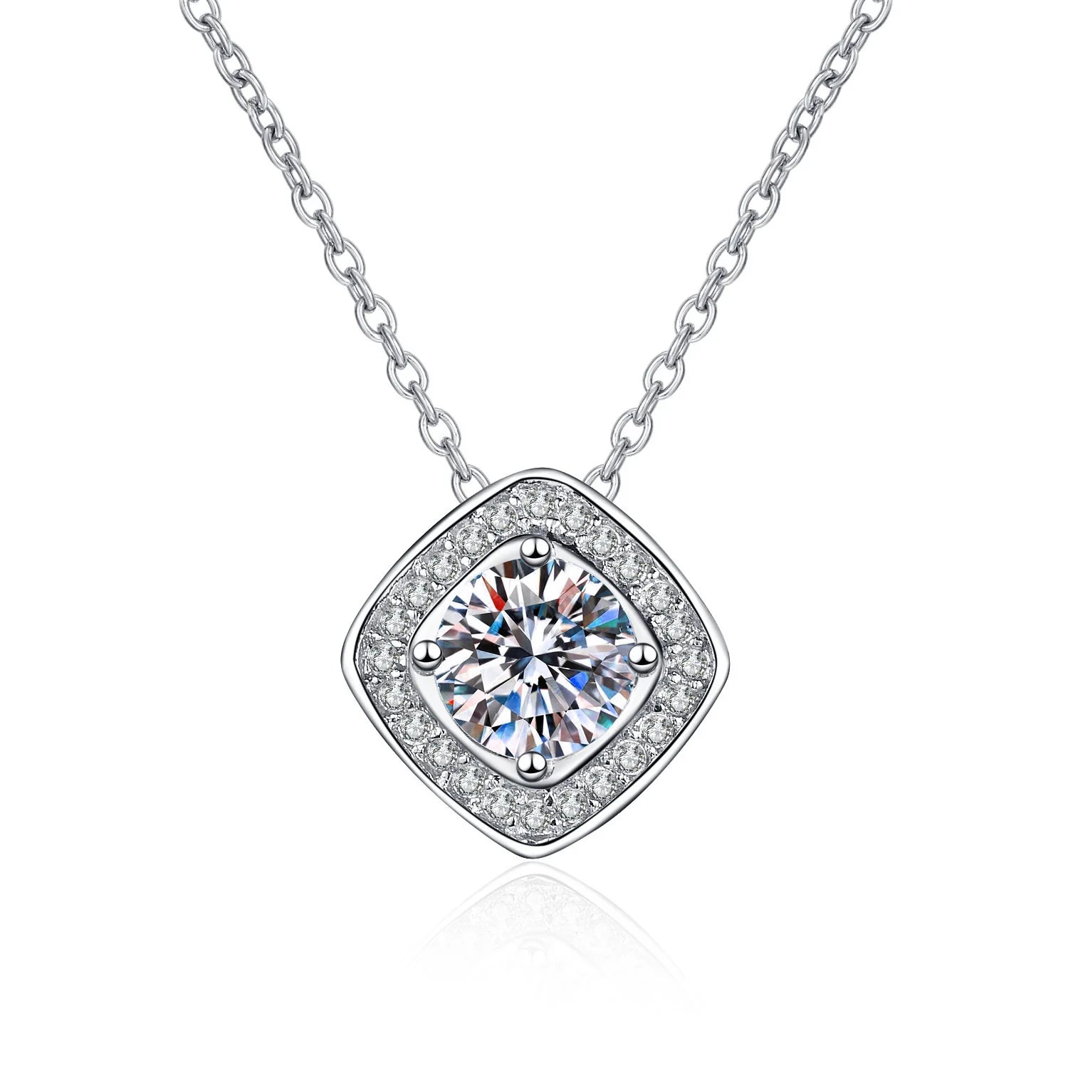 New Fashion 925 Sterling Silver Jewelry Round Zircon Pendants Necklaces Women Fine Semi Rhinestone Circle Clavicle Chain Choker