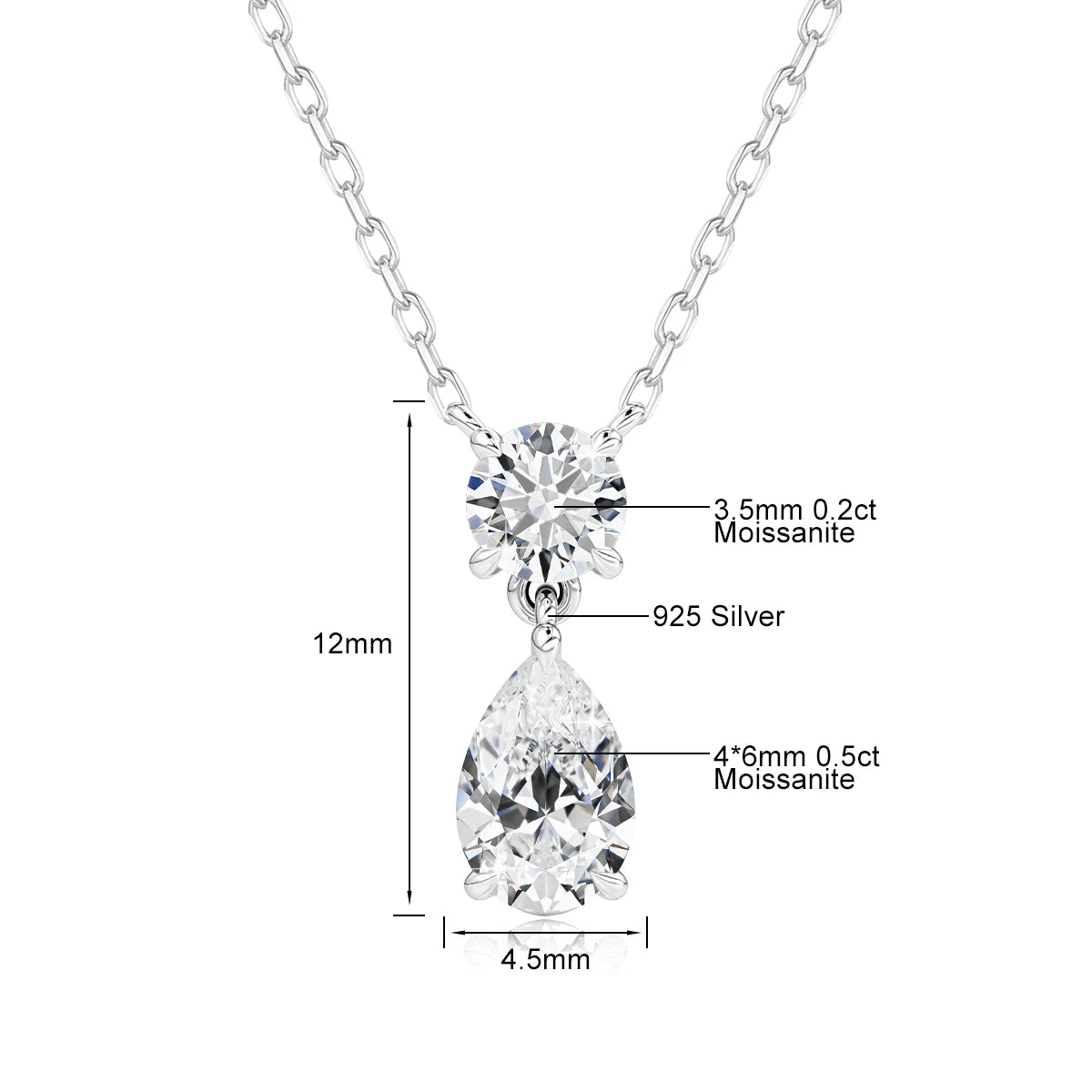Trendy Lovers' Real 14k Gold Necklace Pear Cut Moissanite Diamond 3 Carat 7*11mm Wedding K gold Jewelery for Women Certified