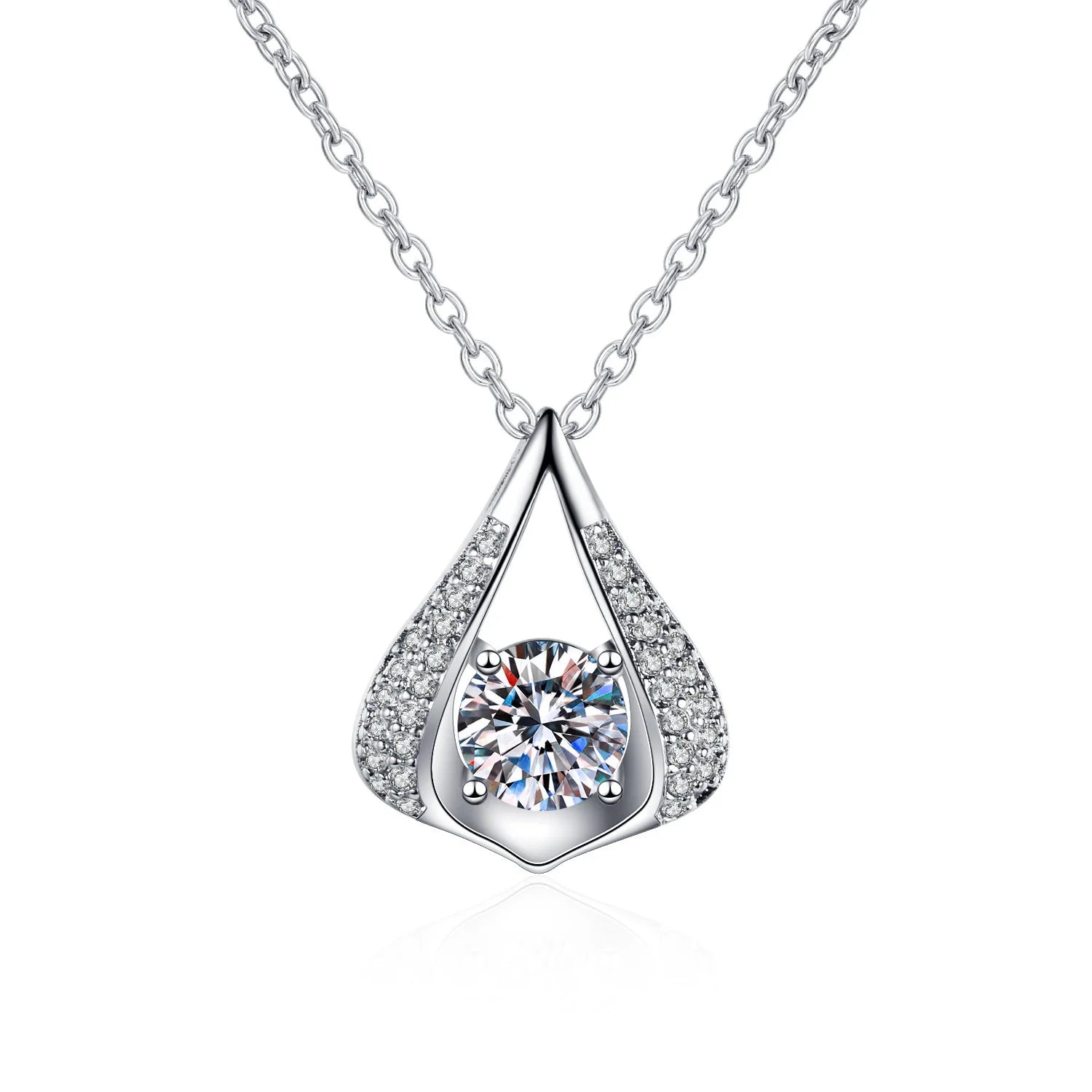 925 Sterling Silver Necklace For Women Round Pendent Sparkling Pave CZ Necklace Fashion Anniversary Birthday Jewelry Gifts