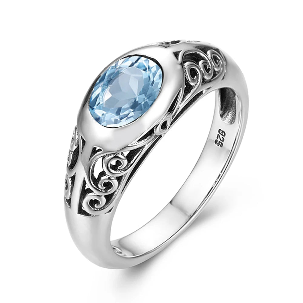 Retro Real 925 Sterling Silver Peridot Rings For Women 6*8mm Oval Gemstones Wedding Enagement Famous Brand Jewelry