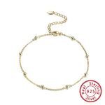 Rinntin 925 Sterling Silver 1.5mm Mariner Chain Anklets Fashion Women Summer 14K Gold Foot Bracelet Ankle Straps Jewelry SA24