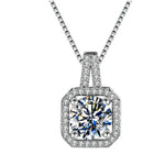 New Fashion 925 Sterling Silver Jewelry Round Zircon Pendants Necklaces Women Fine Semi Rhinestone Circle Clavicle Chain Choker