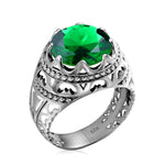 Vintage Rings For Men Genuine 925 Sterling Silver Male Ring 13*13mm Mystic Topaz Round Cut Stone Men's Jewelry Beautiful