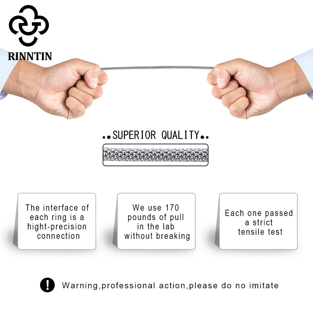 Rinntin Italian 925 Sterling Silver 3.0mm Mesh Popcorn Chain Bracelet for Women Jewelry Female Dating Trendy Accessories TSB65