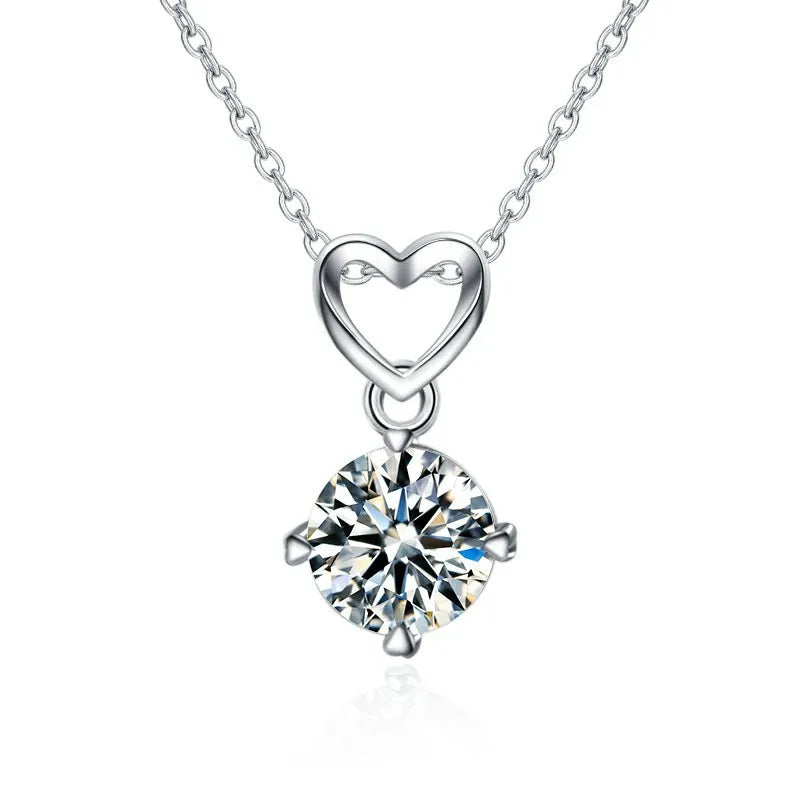 New Fashion 925 Sterling Silver Jewelry Round Zircon Pendants Necklaces Women Fine Semi Rhinestone Circle Clavicle Chain Choker