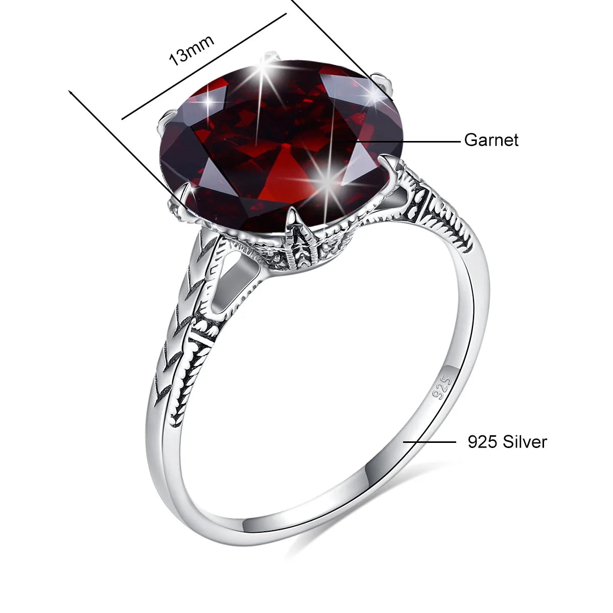 Dark Red Garnet Ring for Women's Silver Rings 925 Genuine Flower Charms Brand Wedding Engagement Jewelry Anniversary Gift
